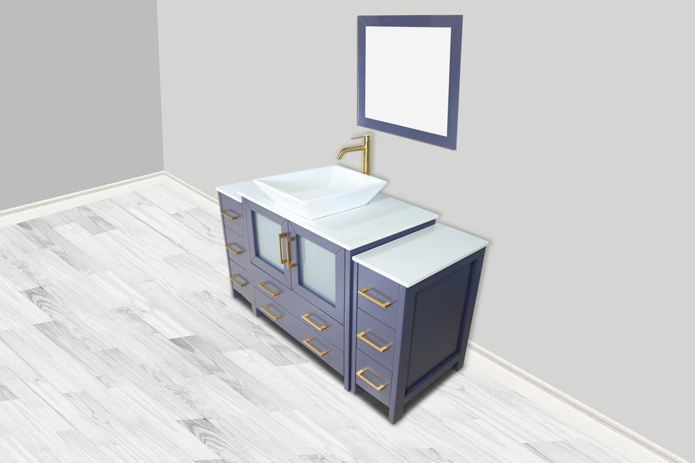 Vanity Art Ravenna 60" Bathroom Vanity Single Sink Combo Set with Marble Top and Mirror VA3136 New