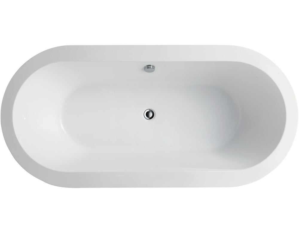 Vanity Art Lorient 59" Bathtub Free-Standing Round Overflow Center Drain Acrylic White VA6812-S New