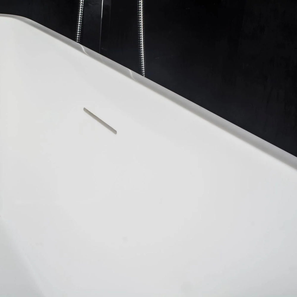 Vanity Art Bretagne 67" Bathtub Free-Standing Slotted Overflow Resin Stone Matte White VA6914-ML New