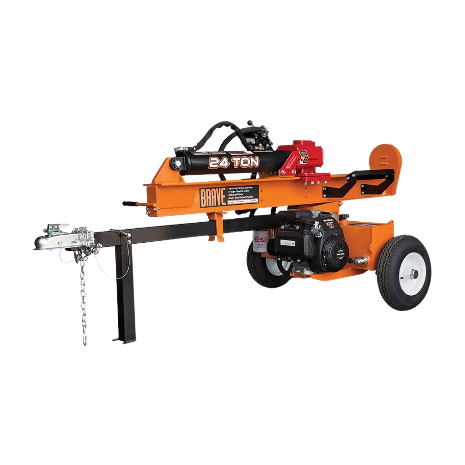 Brave Tow Behind Log Splitter 24-Ton Vertical/Horizontal Portable Gas with Honda GC160 Engine 160cc VH1724GC New