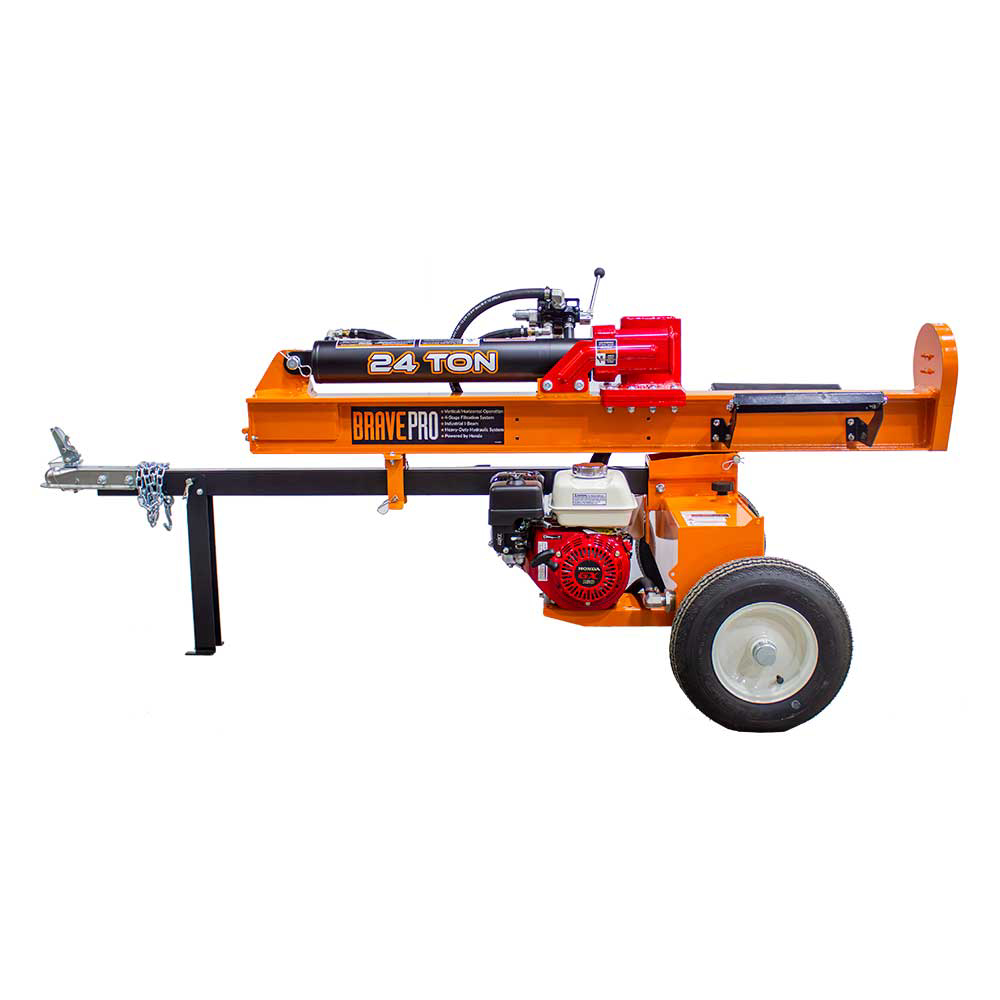 Brave Tow Behind Log Splitter 24-Ton Vertical/Horizontal Portable Gas with Honda GX160 Engine 160cc VH1724GX New