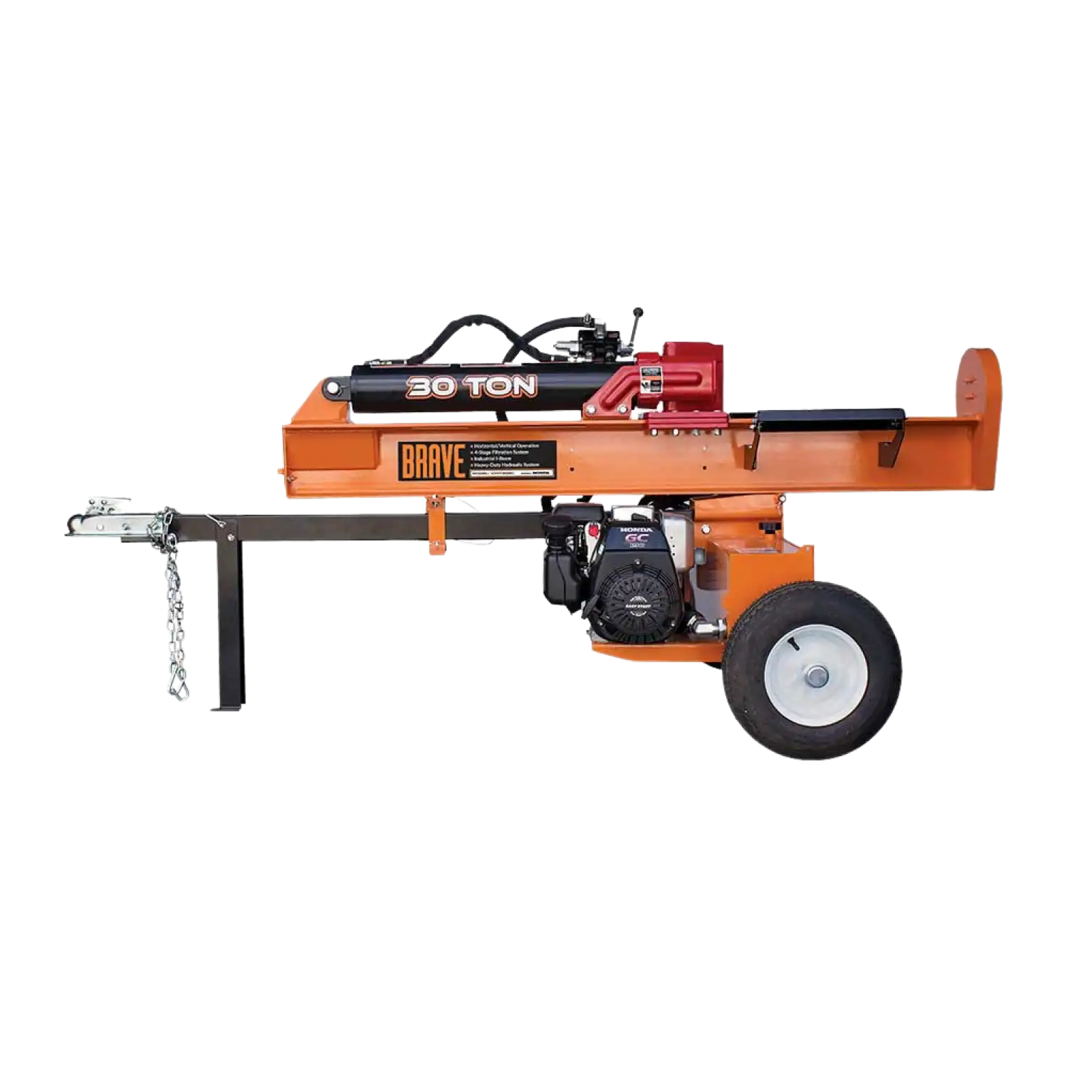 Brave Tow Behind Log Splitter 30-Ton Vertical/Horizontal Portable Gas with Honda GC190 Engine 189cc VH1730GC New