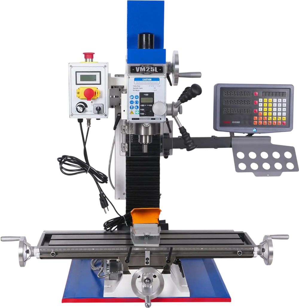 1.5HP 7‘’x 27-1/2‘’ Benchtop Mini Mill Drill Machine, Variable Speed, R8 Spindle, Brushless Motor, 110V, Compact Milling Drilling Tool for Garage Shop, DIY Metalworking without Stand VM25LD