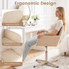 Beige ergonomic vanity chair with supportive back, integrated armrests, and adjustable height for versatile home office use.
