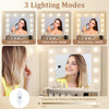 Vanity desk with adjustable brightness and 3 light modes, featuring ample storage for organized makeup application.