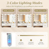 Vanity desk with lighted mirror, adjustable brightness, and ample storage, perfect for makeup and dressing needs.