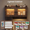 Lighted cabinet with 16 static colors, remote control, and adjustable brightness for versatile storage and decor.