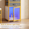 Vanity desk with built-in sensor light strip, featuring storage drawers and a 360° rotatable mirror for makeup.