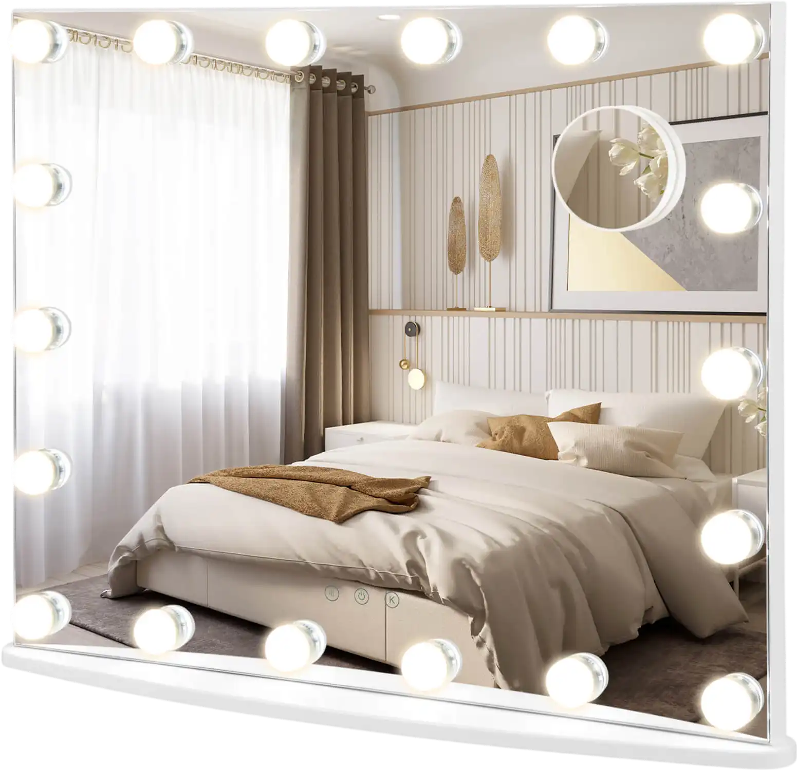 Costway Vanity Hollywood Mirror 18 Dimmable LED Bulbs 3 Color Modes 74892315 New
