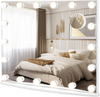 Vanity mirror with 18 dimmable LED bulbs, featuring 3 color lighting modes and a 3X magnifying mirror for detailed.
