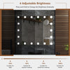Vanity mirror with 18 dimmable LED bulbs, featuring 4 adjustable brightness levels and 3 color lighting modes.