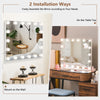 Vanity mirror with 18 dimmable LED bulbs, showcasing wall-mounted and tabletop installation options for versatile use.