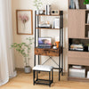 Ladder Vanity Desk Set with Flip Top Mirror and Cushioned Stool-Black - Gallery View 1 of 10