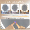 Vanity table set with gray finish, featuring a mirror with 3-color adjustable lights and touch button for brightness.