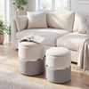 Velvet/Linen Fabric Storage Ottoman Set of 2-Gray - Gallery View 1 of 8