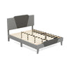 Side view of the velvet upholstered bed frame highlighting the sturdy construction and modern design elements.