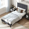 Linen Upholstered Platform Bed with Height Adjustable Vertical Channel Headboard-Twin Size - Gallery View 1 of 11