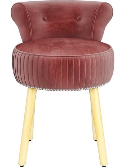Costway Velvet Vanity Chair Tufted Low Back Stool Solid Wood Legs 73238146 New