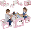 Versatile pink kids table and chairs set for toddlers, featuring storage options and a safe, easy-to-clean design.
