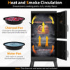 Vertical 2-tier outdoor barbeque grill with charcoal and water pans for even cooking and rich smoky flavor.