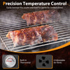 Vertical 2-tier outdoor barbeque grill with temperature gauge, featuring 2 cooking grates and adjustable air vents for.