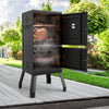 Vertical 2-tier outdoor barbeque grill with temperature gauge, featuring removable cooking grates and adjustable air.