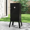 Vertical 2-tier outdoor barbeque grill with temperature gauge, featuring adjustable vents and removable cooking grates.