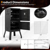 Vertical outdoor barbeque grill dimensions showing 40" height, 19" width, and 13" water pan for optimal cooking space.