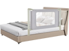 Vertical lifting bed rail for toddlers with adjustable height, breathable mesh, and double safety lock for secure sleep.