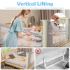 Vertical lifting bed rail for toddlers with cute pattern, adjustable heights, and double safety lock for secure use.