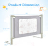 Vertical lifting bed rail for toddlers, 59 inches wide, with adjustable heights and cute pattern for added safety.