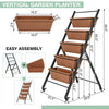 5-tier vertical garden planter with wheels, brown PP containers, ideal for indoor or outdoor plant cultivation.