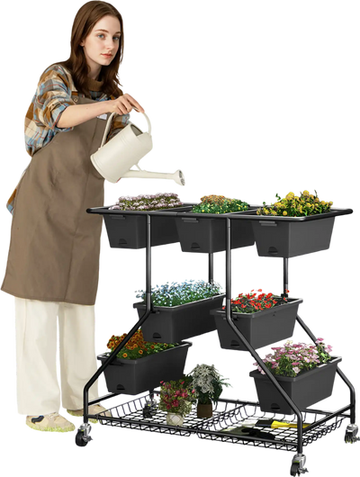 Costway Vertical Raised Garden Bed 7 Planter Boxes Storage Baskets 74836521 New