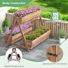 Vertical raised garden bed in an A-shape design, featuring three separate planter boxes for optimal sunlight exposure.