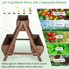 Vertical raised garden bed with 3 wooden planter boxes for growing flowers, herbs, and vegetables with optimal sunlight.