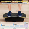 Vibration plate exercise machine in black with 10 speed intensities, ideal for weight loss and full-body workouts.