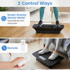 Vibration plate exercise machine in black with gravity sensor and remote control for personalized home workouts.