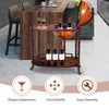 Vintage globe rolling wine bar cart with extra shelf, featuring an old world map design and easy mobility on casters.