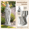 Virgin Mary statue in gray, 29.5 inches tall, featuring serene praying pose and detailed roses, perfect for outdoor.