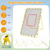 Volleyball rebounder net features a heavy-duty frame, adjustable angles, and a 7 ft x 4 ft practice area for outdoor use.