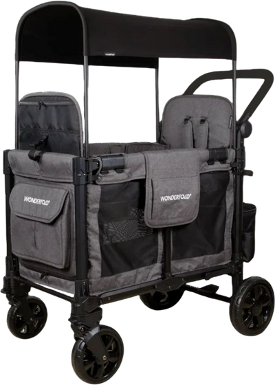 WonderFold Baby W2 Elite Pro Double Stroller Wagon Multi-Function Folding with Removable Canopy and Seats New