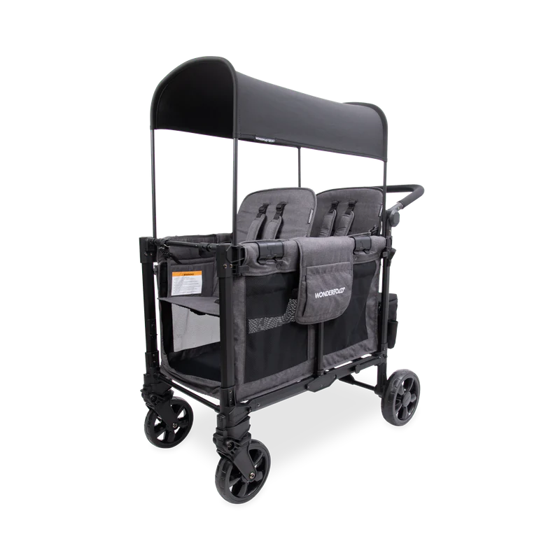 WonderFold Baby W2 Elite Pro Double Stroller Wagon Multi-Function Folding with Removable Canopy and Seats New