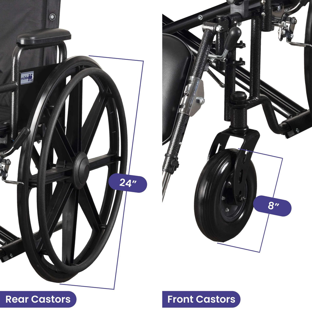 MedaCure Wheelchair Bariatric Ultra Wide 700 lbs Weight Capacity Locking Wheels Dual Crossbar Support New