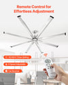 Vevor Ceiling Fan 84" 8 Blade No Light 6-Speed Remote Control Reversible Flush Mount New