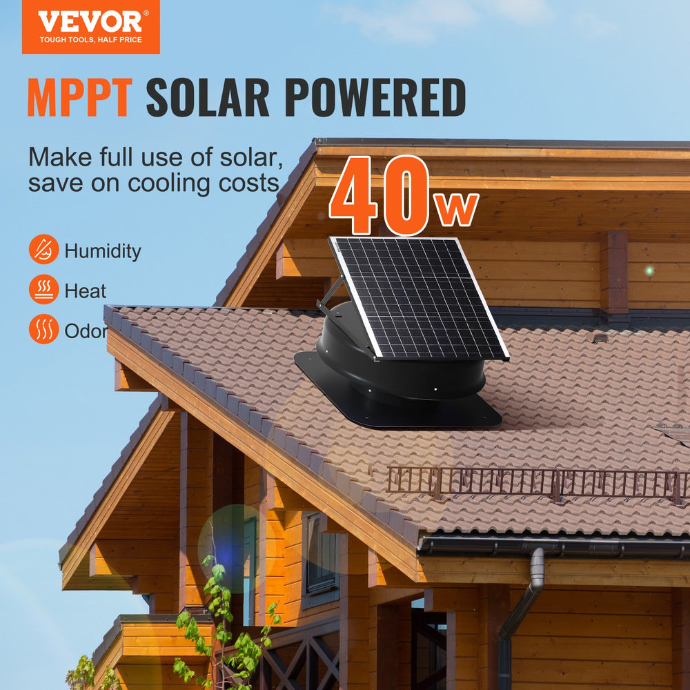 Vevor Solar Attic Fan 22" 40W 1230 CFM Large Air Flow Vent Fan Weatherproof with 110V Smart Adapter New