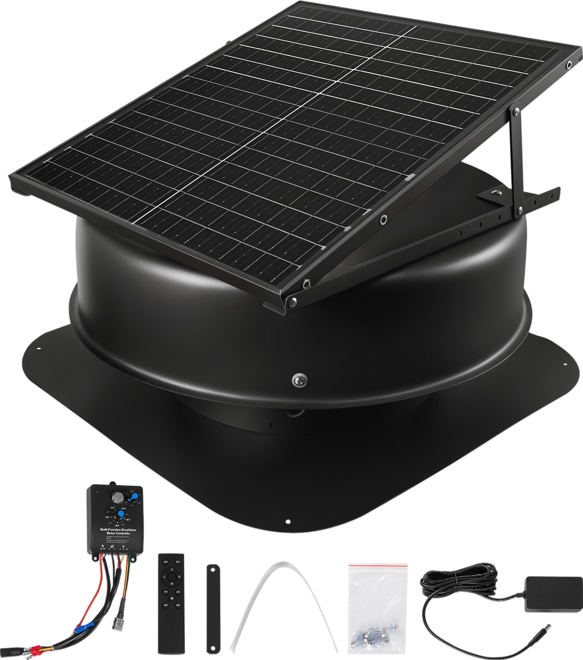 Vevor Solar Roof Attic Exhaust Fan 50W with Thermostat and Remote Control New