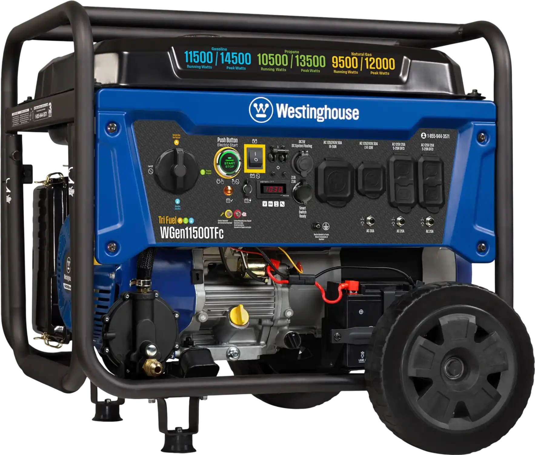 Westinghouse WGen11500TFc Tri-Fuel Generator 11500W/14500W CO Sensor 50 Amp Remote Start New