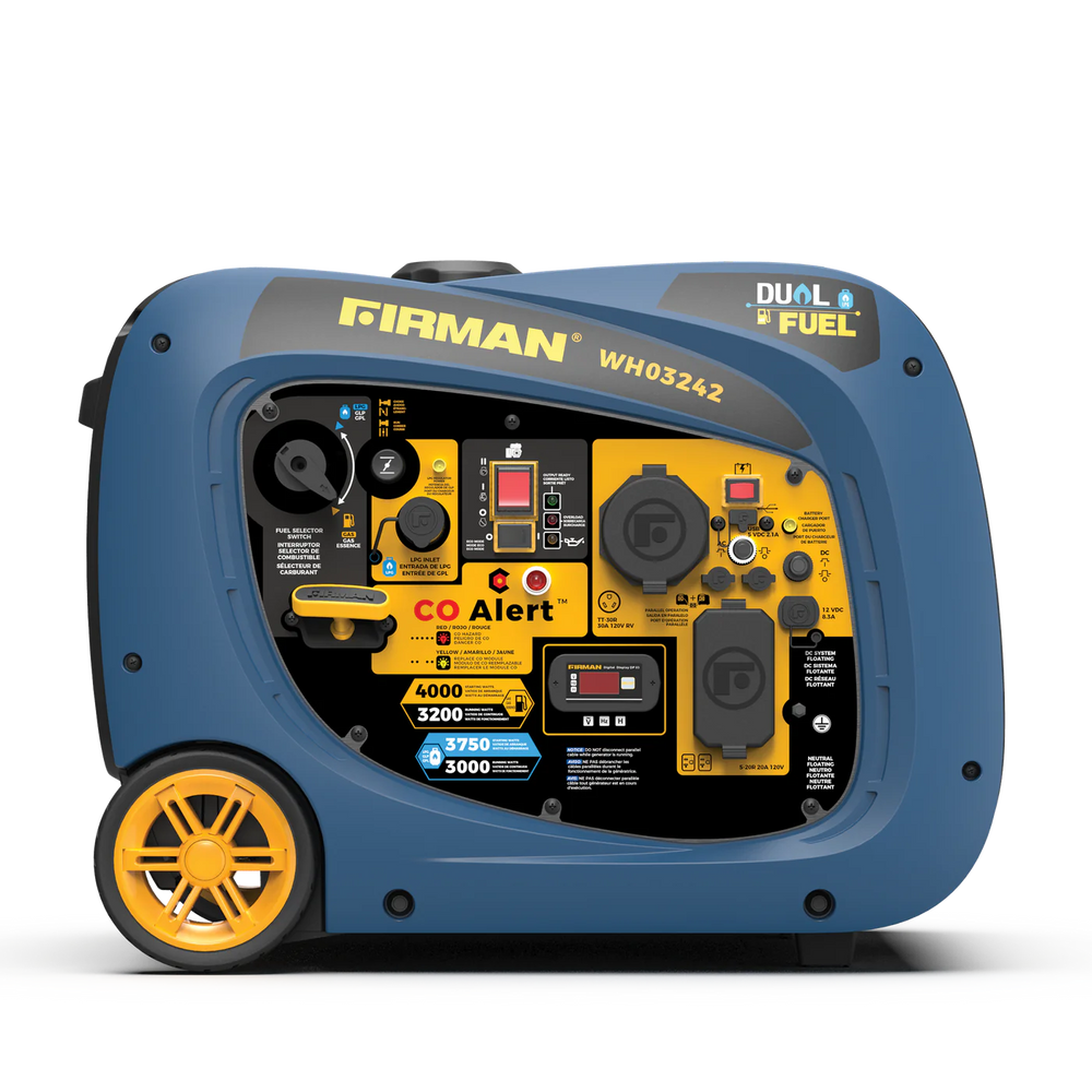 Firman WH03242 Dual Fuel Gas Propane Inverter Generator 3200W/4000W 30 Amp Low THD Parallel Ready with Electric Start Open Box