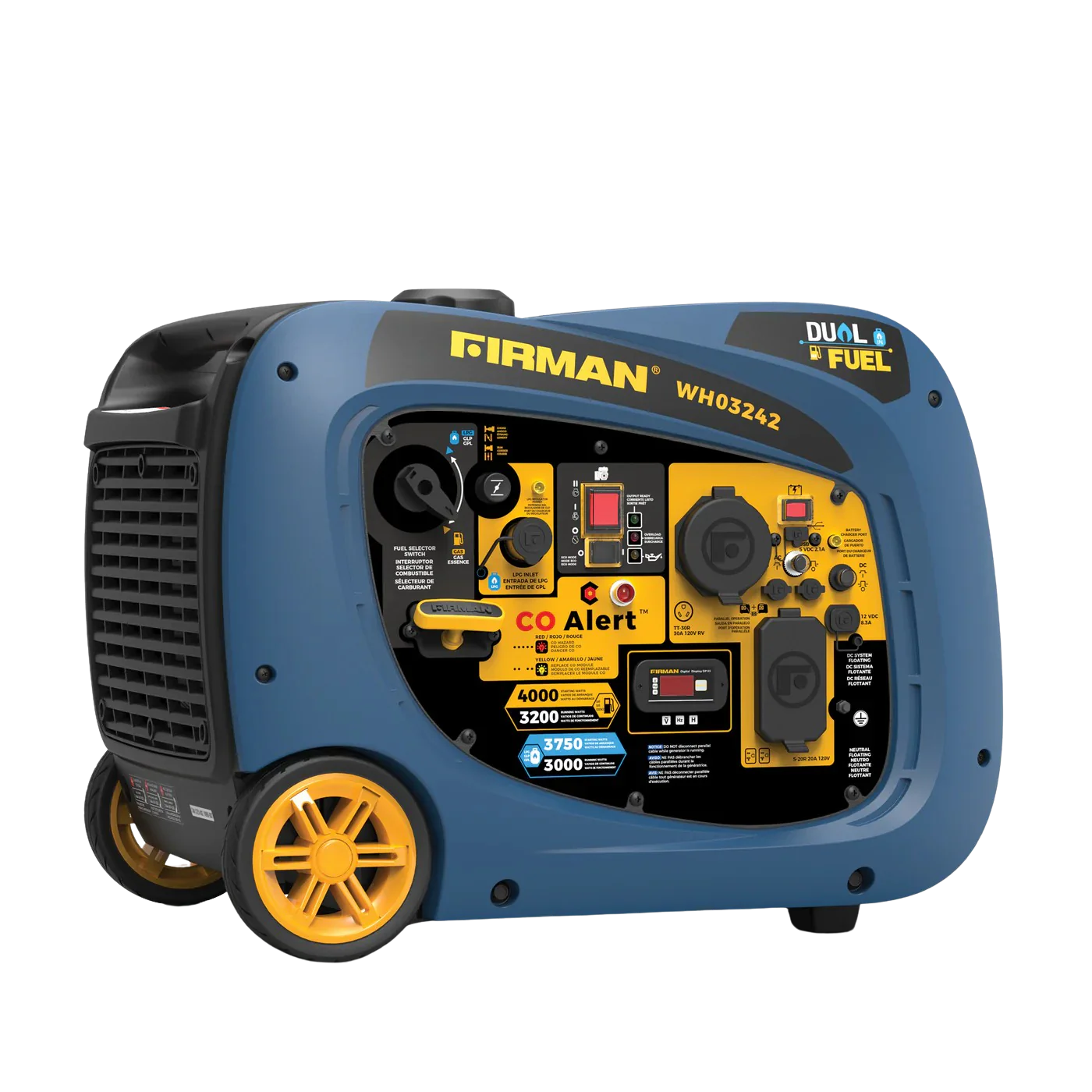 Firman WH03242 Dual Fuel Gas Propane Inverter Generator 3200W/4000W 30 Amp Low THD Parallel Ready with Electric Start Open Box