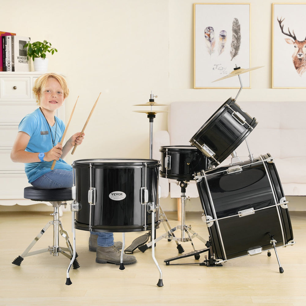 Vevor Kids Drum Set 5-Piece 16" Beginner Kit with Adjustable Throne and Drumsticks Ages 6-13 New